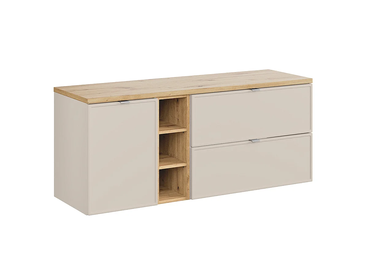 Mobile sotto lavabo 140 cm 3 nicchie cesto biancheria Alba Cashmere