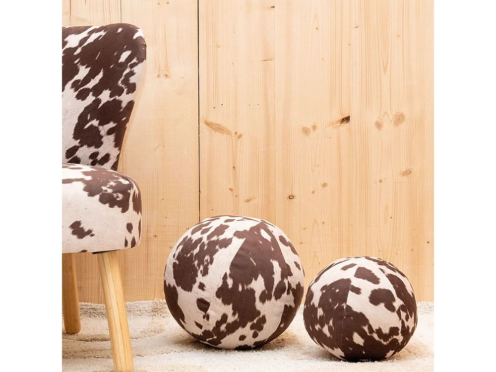 Coussin/pouf boule effet peau de vache Petit Petit
