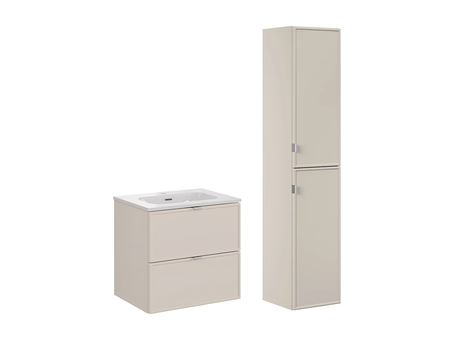 Ensemble meuble simple vasque encastrée 60cm et colonne Alba Cachemire
