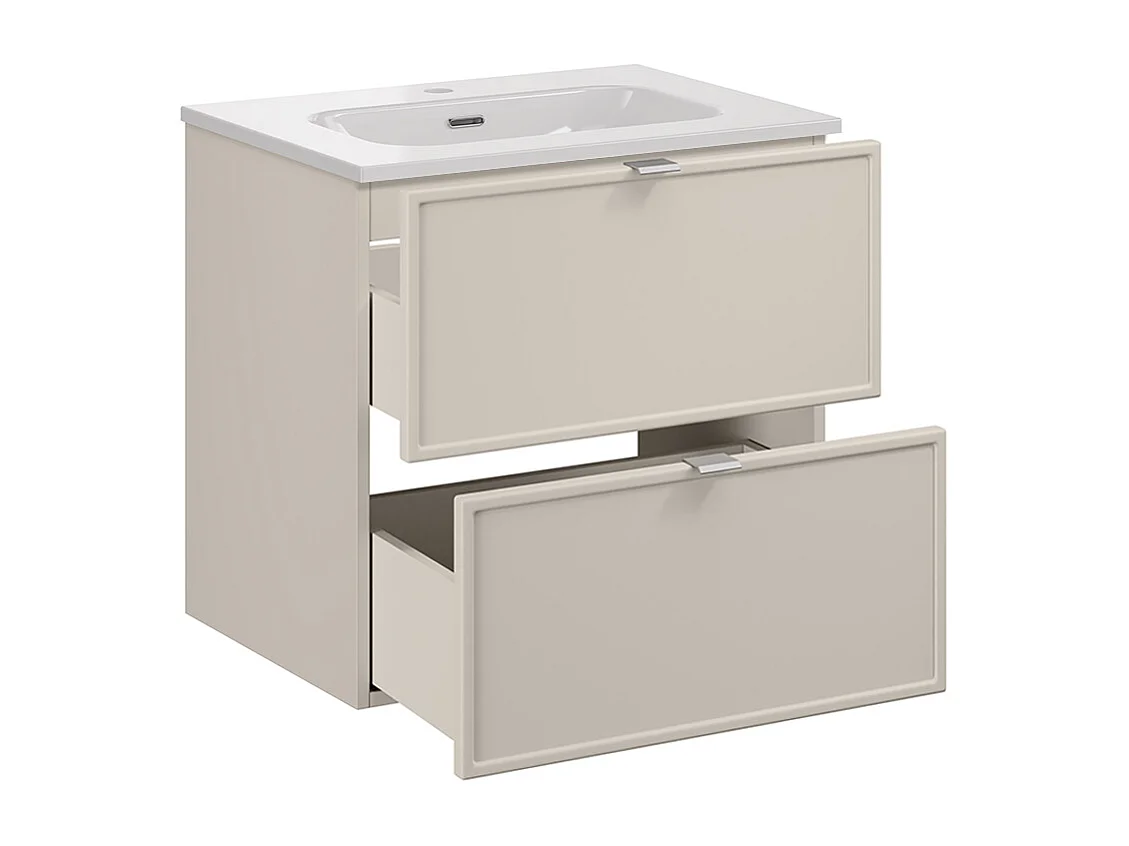 Conjunto de muebles con lavabo individual encastrado 60cm y columna Alba Cachemira
