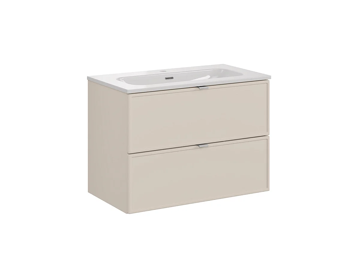 Ensemble meuble simple vasque encastrée 80cm et colonne Alba Cachemire