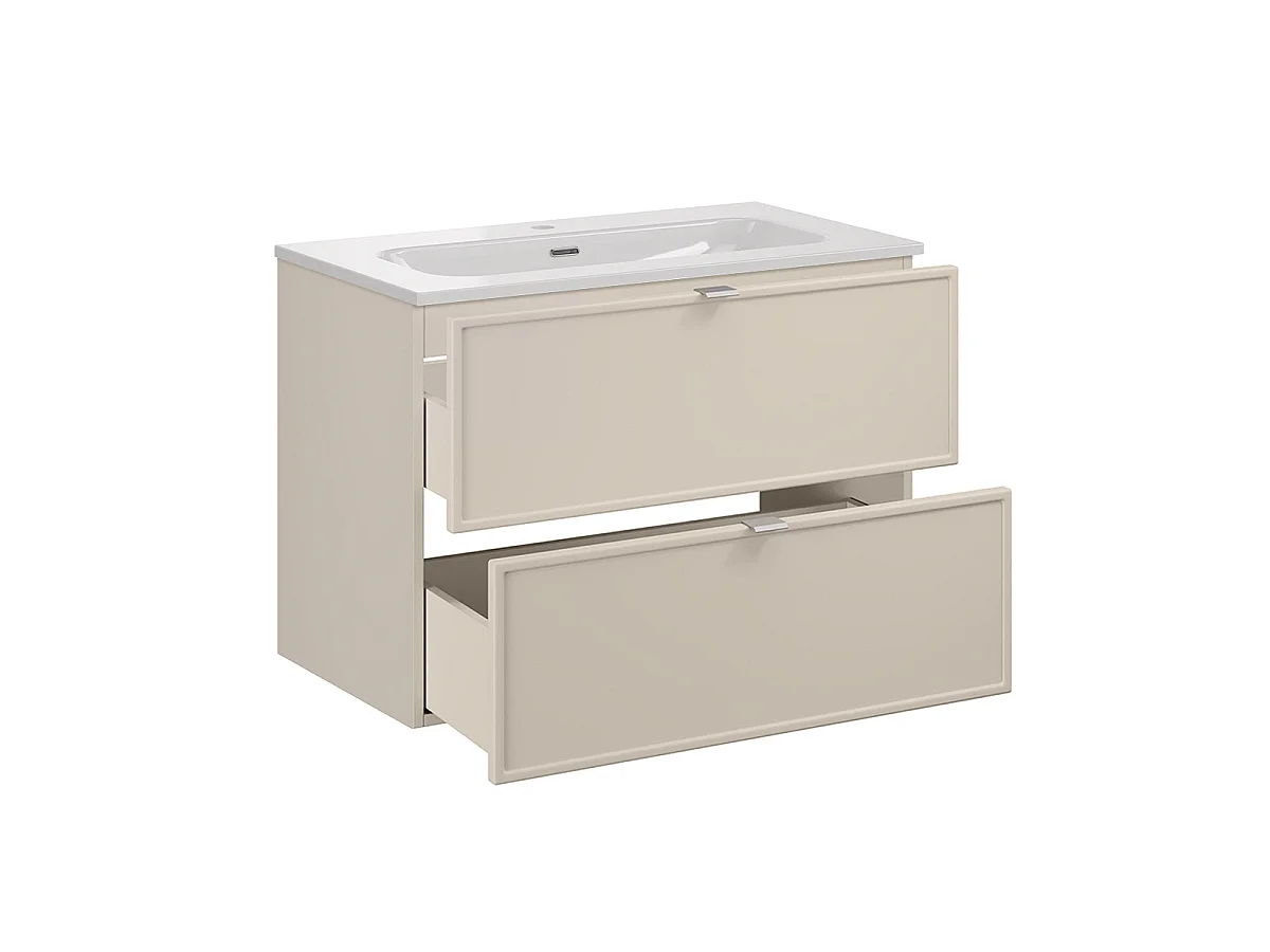 Ensemble meuble simple vasque encastrée 80cm et colonne Alba Cachemire