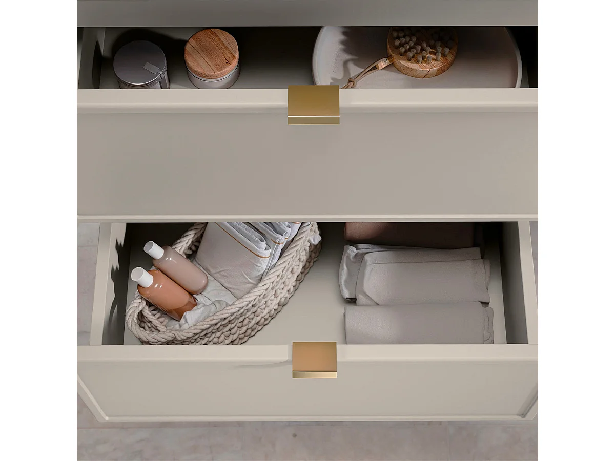 Ensemble meuble simple vasque encastrée 80cm et colonne Alba Cachemire