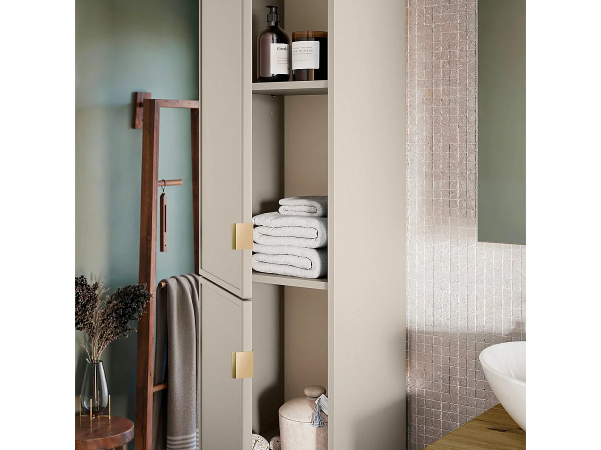 Ensemble meuble simple vasque 100cm 3 niches et colonne Alba Cachemire