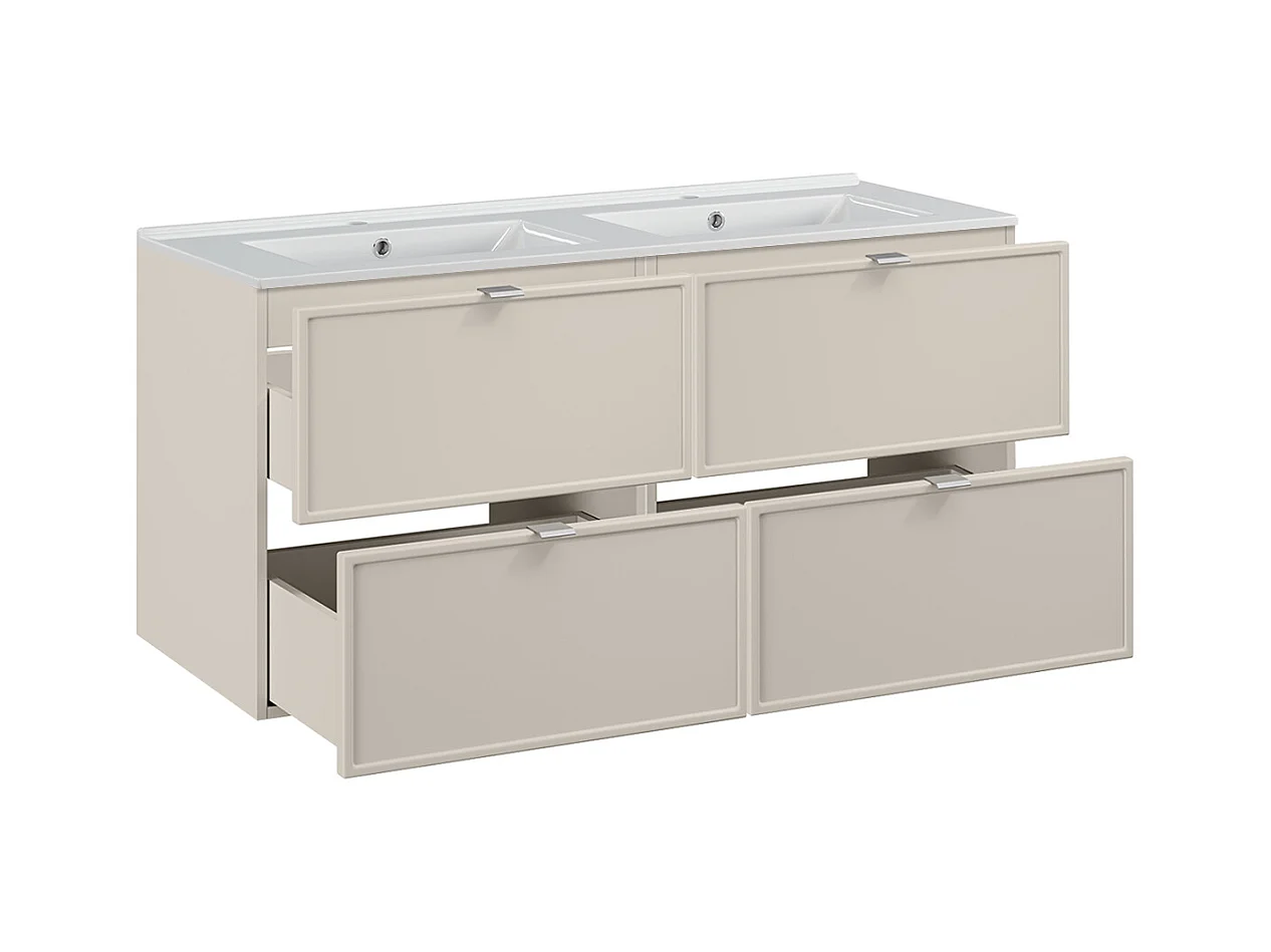 Conjunto de muebles doble lavabo encastrado 120cm y columna Alba Cachemira