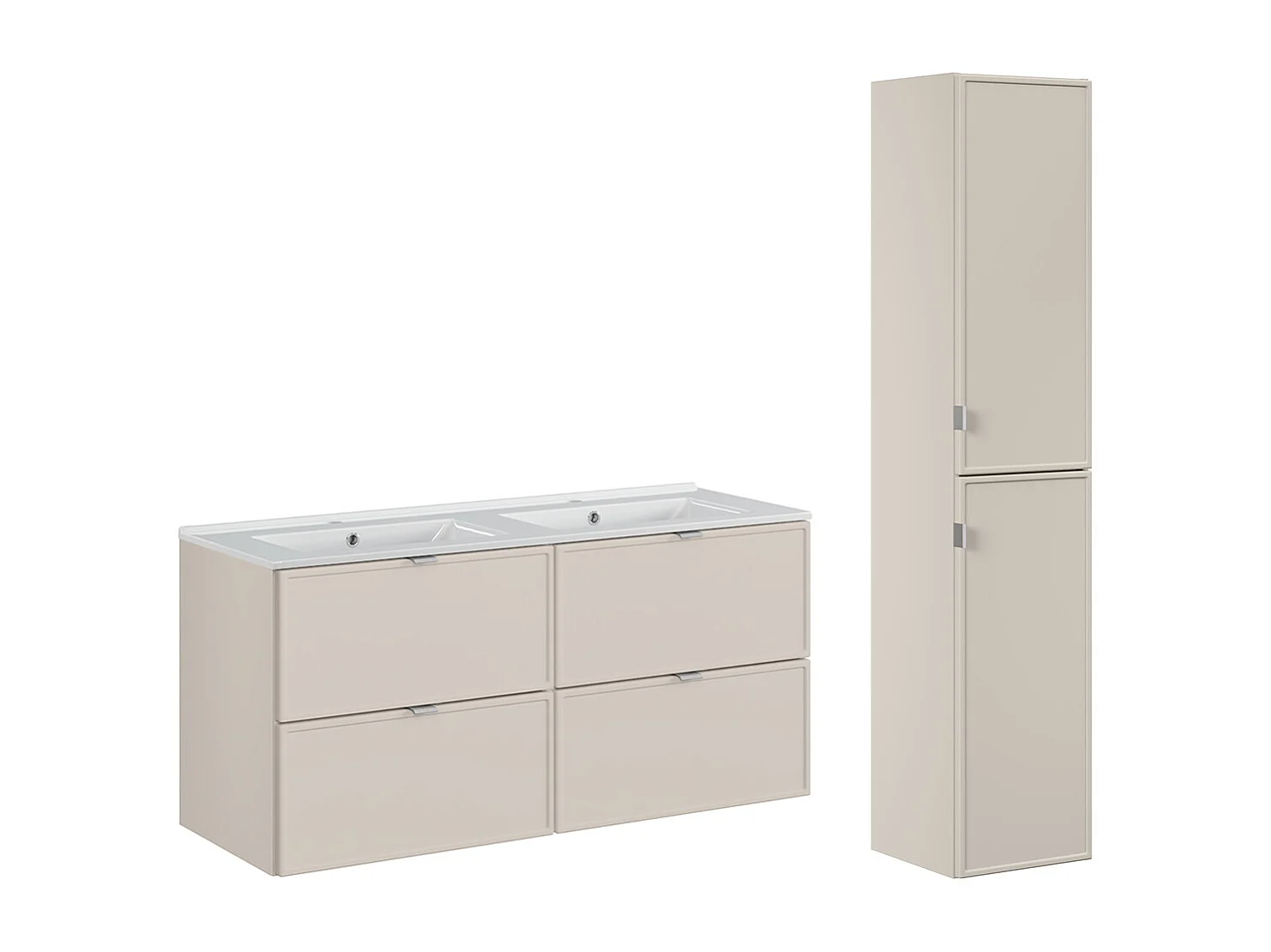 Conjunto de muebles doble lavabo encastrado 120cm y columna Alba Cachemira