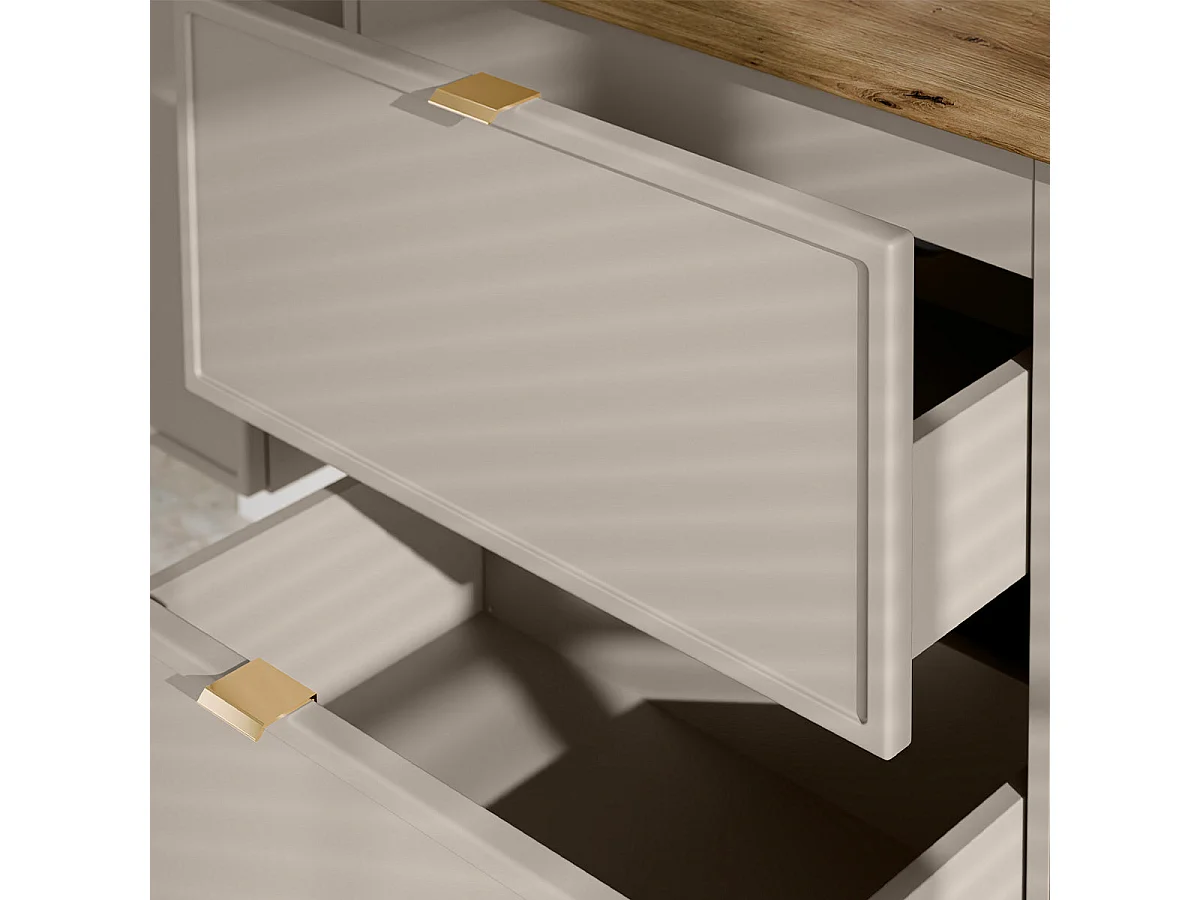 Ensemble meuble simple vasque 120cm panier à linge et colonne Alba Cachemire