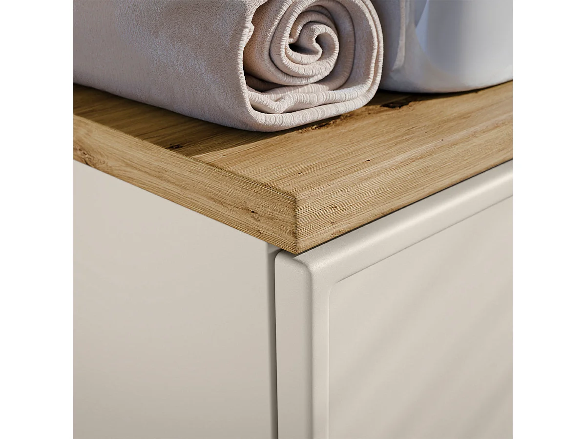 Ensemble meuble simple vasque 120cm panier à linge et colonne Alba Cachemire