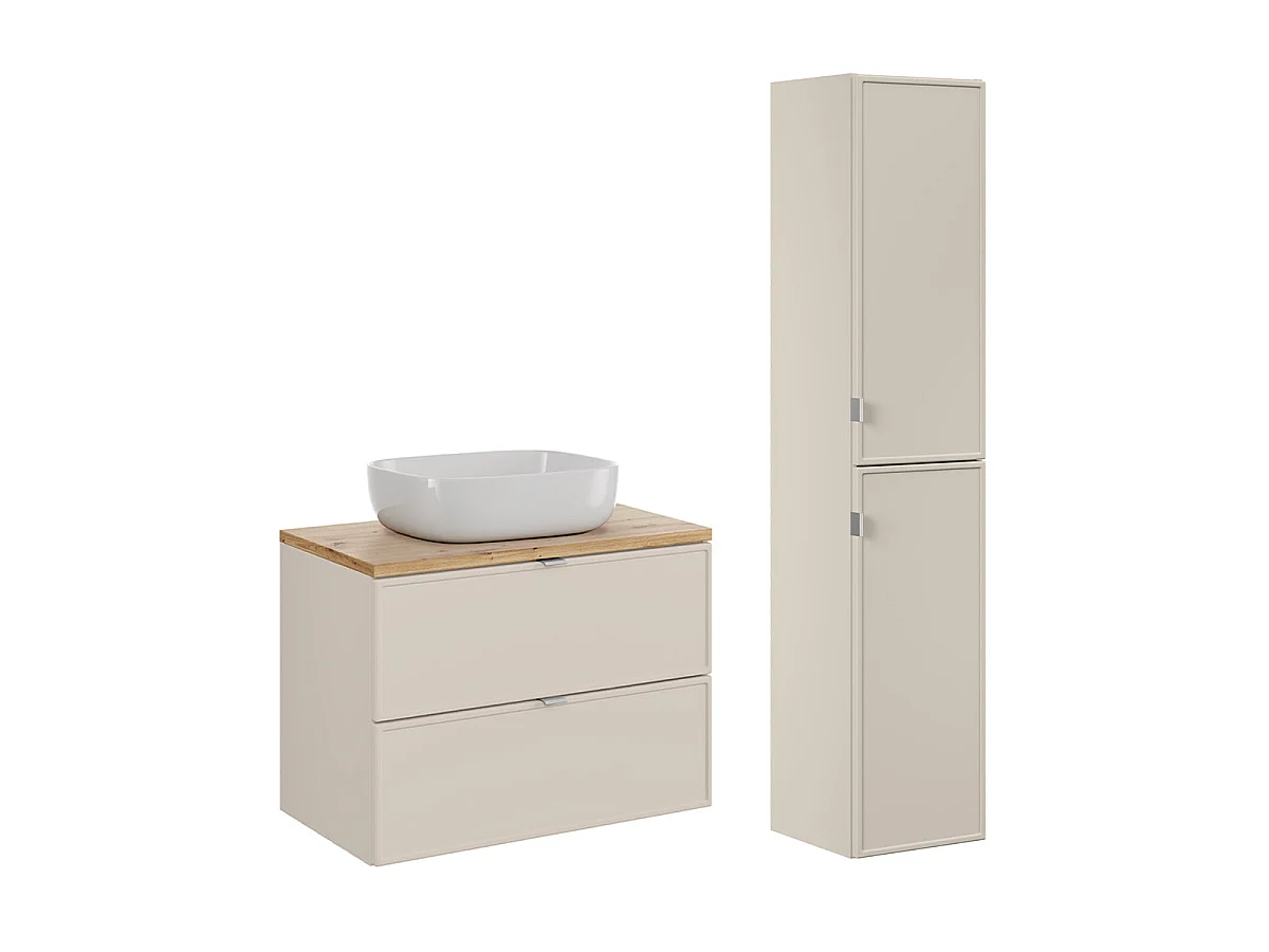 Ensemble meuble simple vasque 80cm et colonne Alba Cachemire