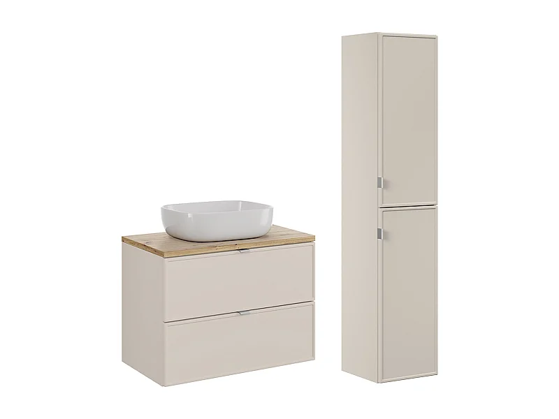 Conjunto de muebles con lavabo individual 80cm y columna Alba Cachemira