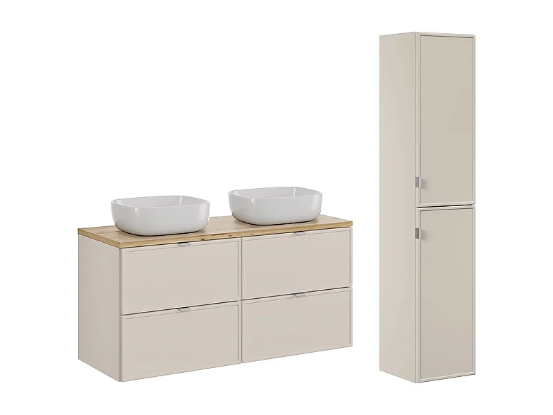 Alba Cachemire 120cm dubbele wastafel en wastafelonderbouw