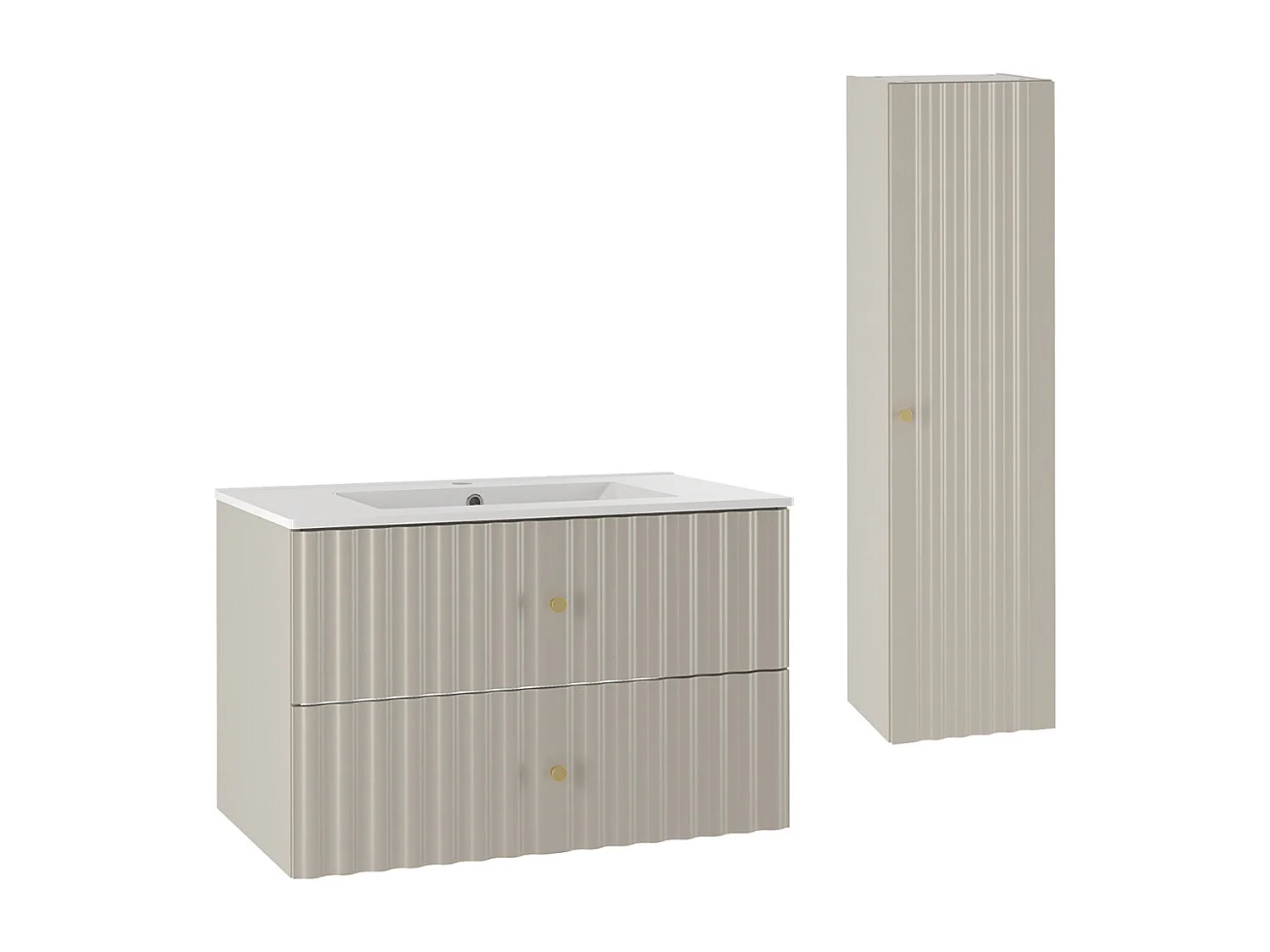 Set aus Einzelmöbel Einbauwaschbecken 80cm und Säule Izae Cachemire