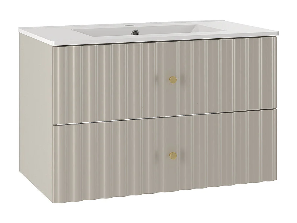 Set aus Einzelmöbel Einbauwaschbecken 80cm und Säule Izae Cachemire