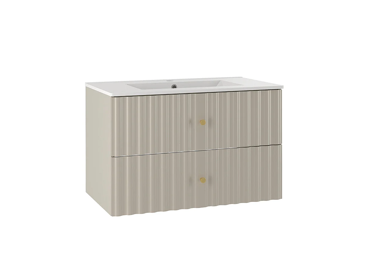 Ensemble meuble simple vasque encastrée 80cm et colonne Izae Cachemire
