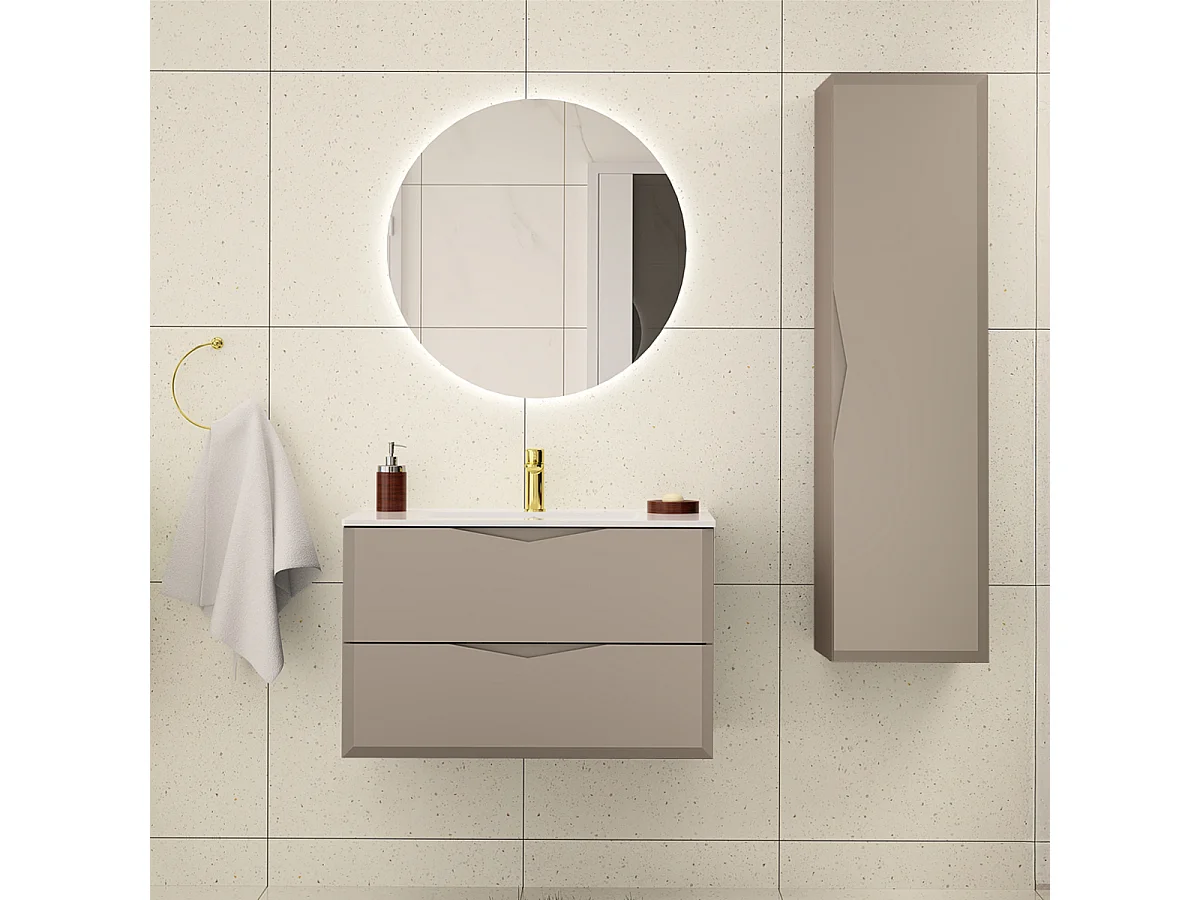 Set di mobili da bagno con lavabo Ellie cachemire 80cm
