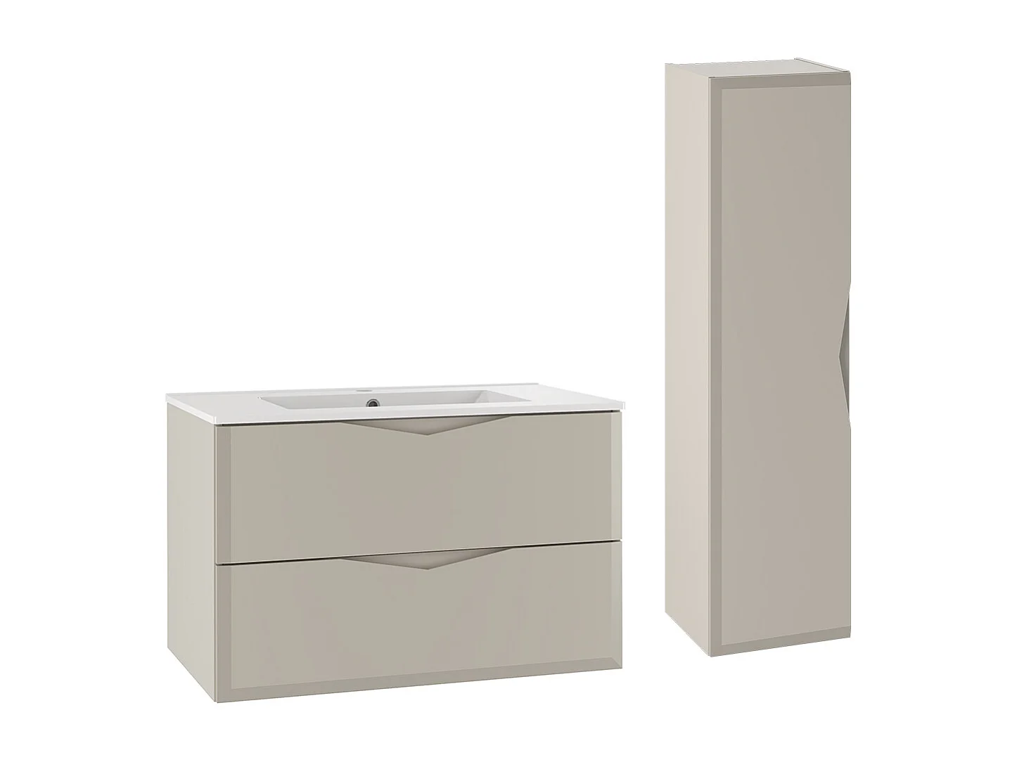 Set aus Einzelmöbel Einbauwaschbecken 80cm und Säule Ellie Cachemire