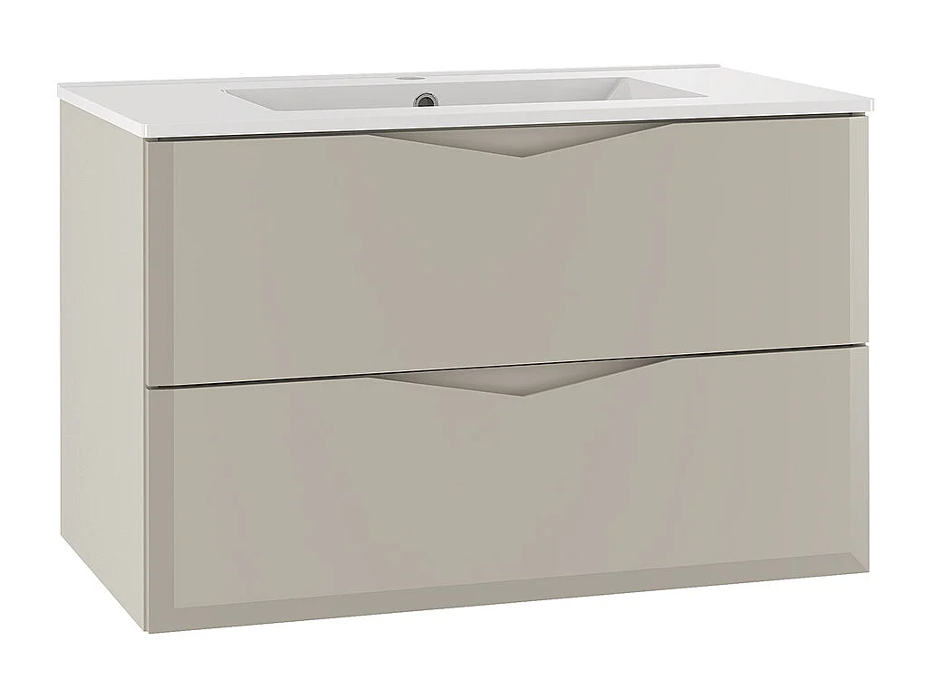 Set aus Einzelmöbel Einbauwaschbecken 80cm und Säule Ellie Cachemire