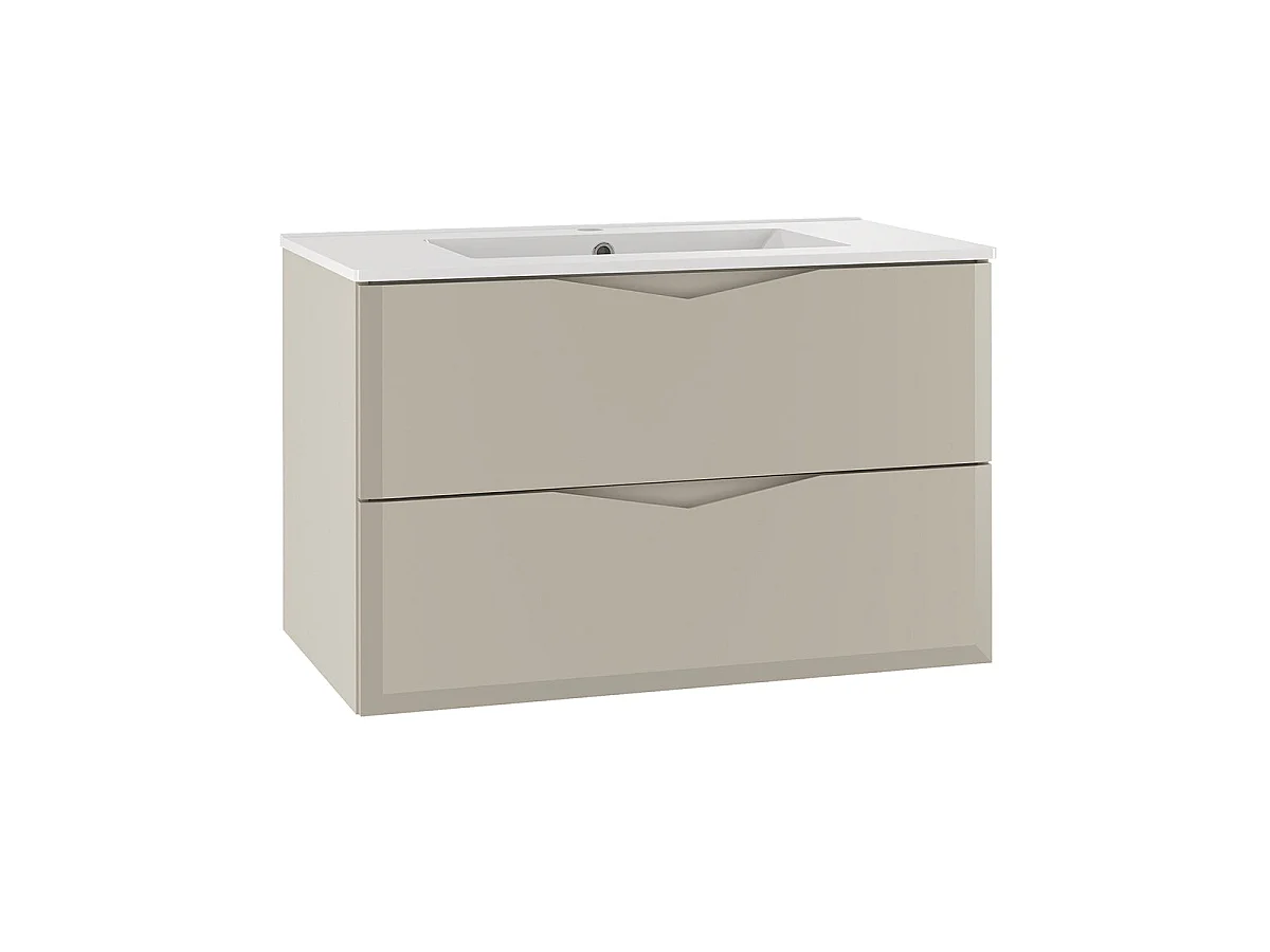 Ensemble meuble simple vasque encastrée 80cm et colonne Ellie Cachemire