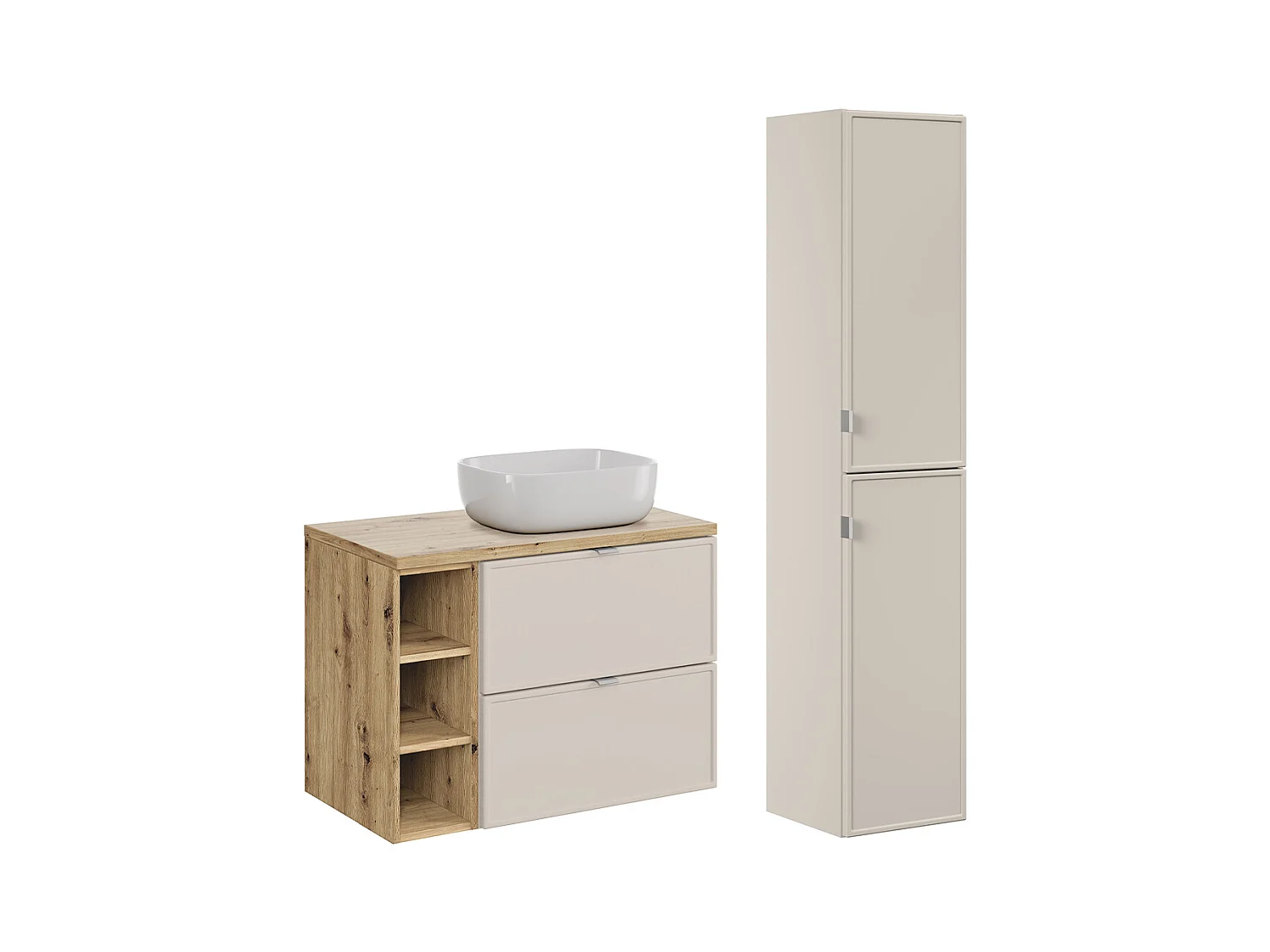 Set di mobili da bagno con lavabo Alba cachemire 80cm