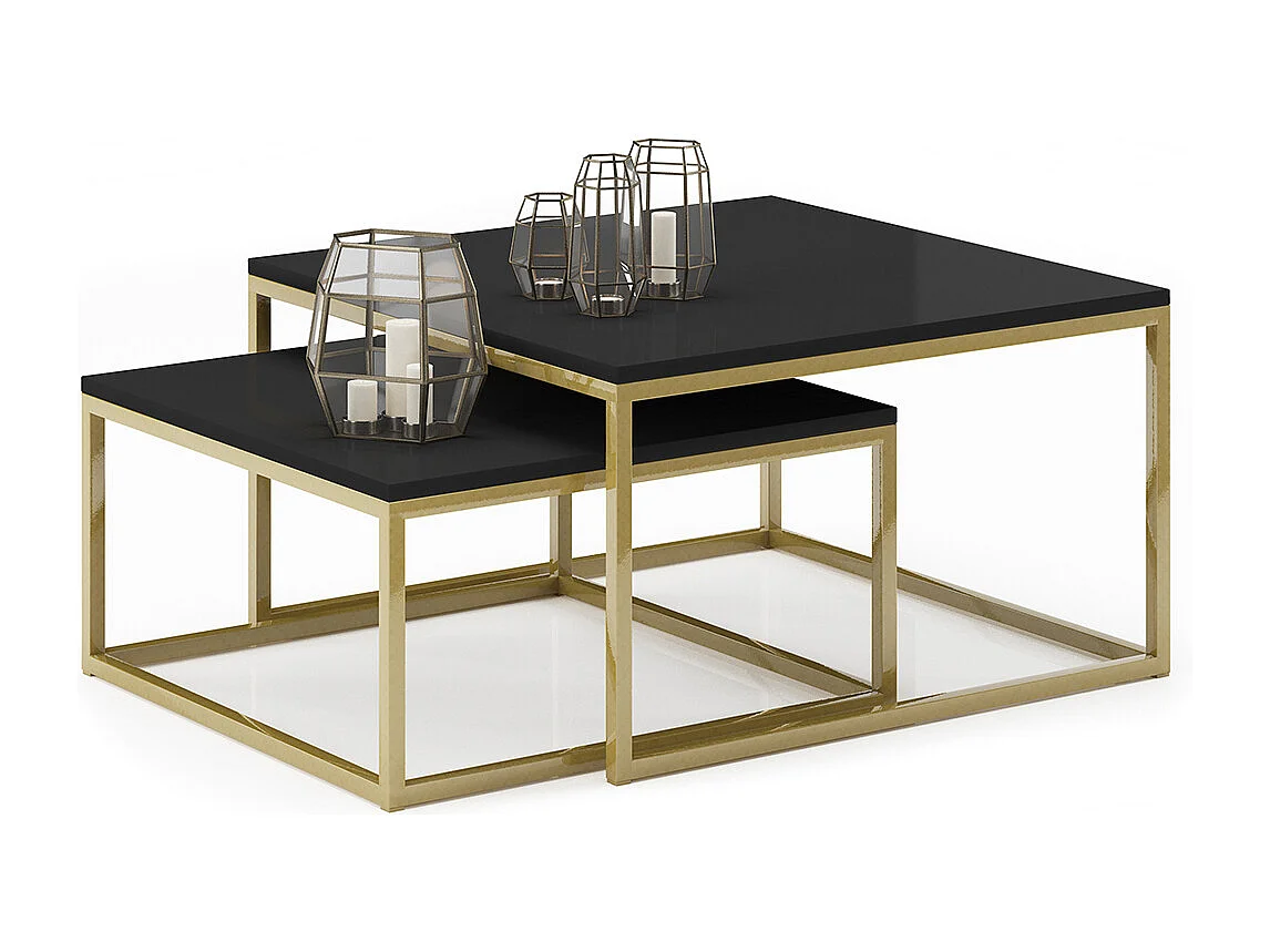 Tables basses gigognes Kama Noir et Or