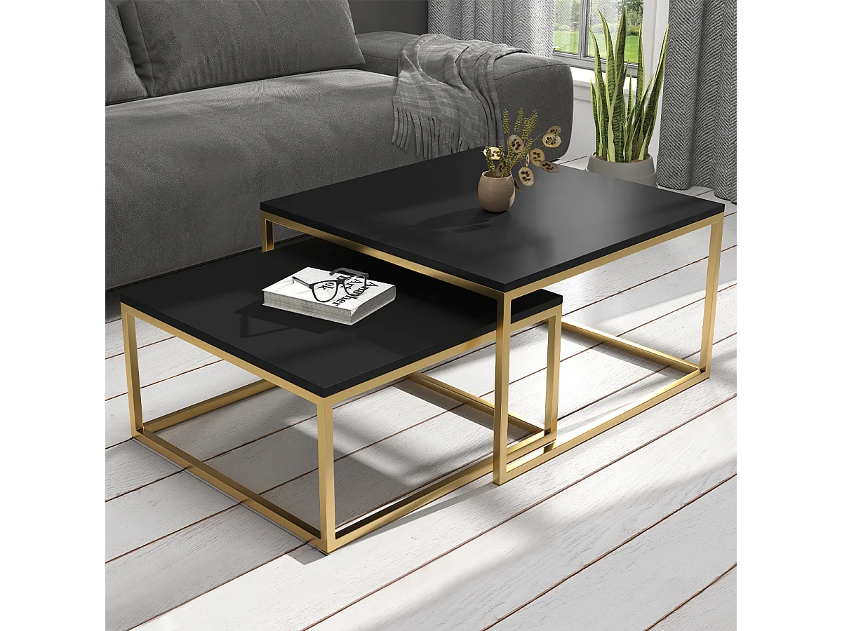 Tables basses gigognes Kama Noir et Or