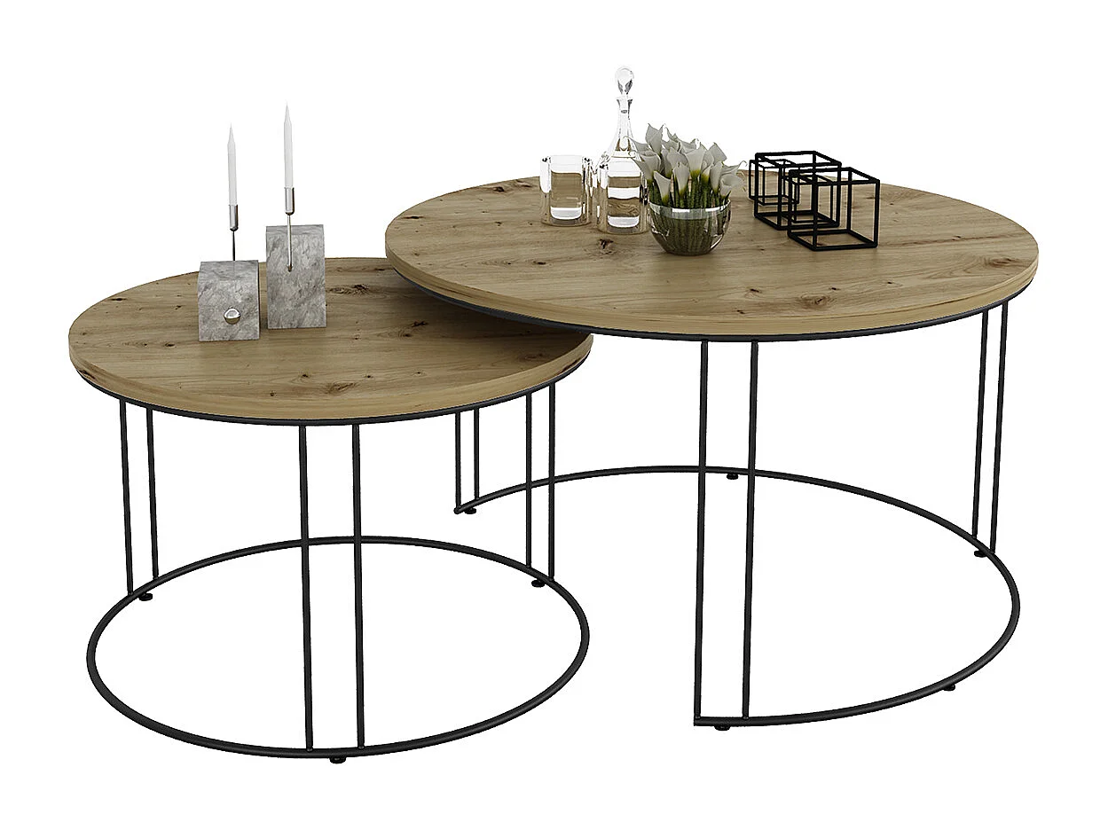 Tables basses gigognes Etta Bois et Noir