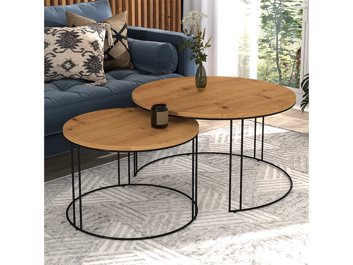 Tables basses gigognes Etta Bois et Noir
