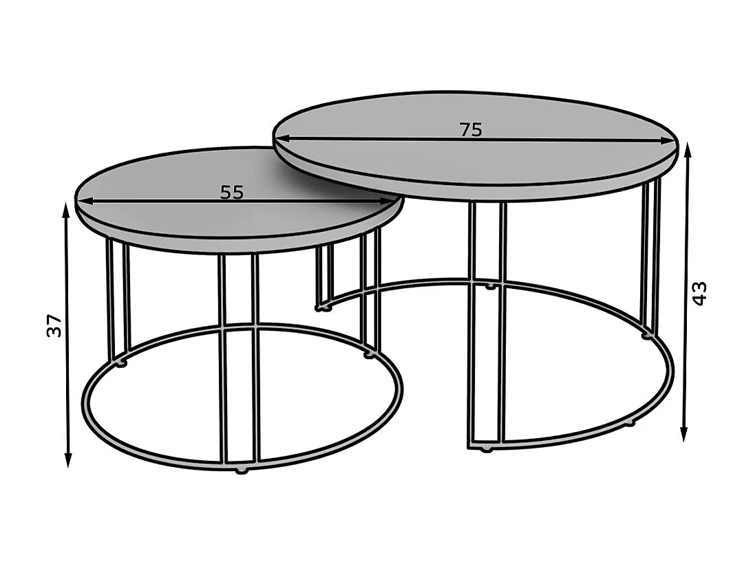 Tables basses gigognes Etta Bois et Noir