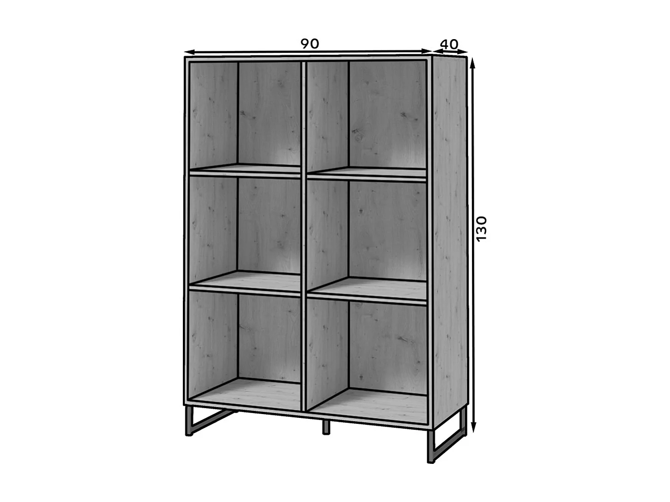 Bibliothèque Elvire Bois et Noir