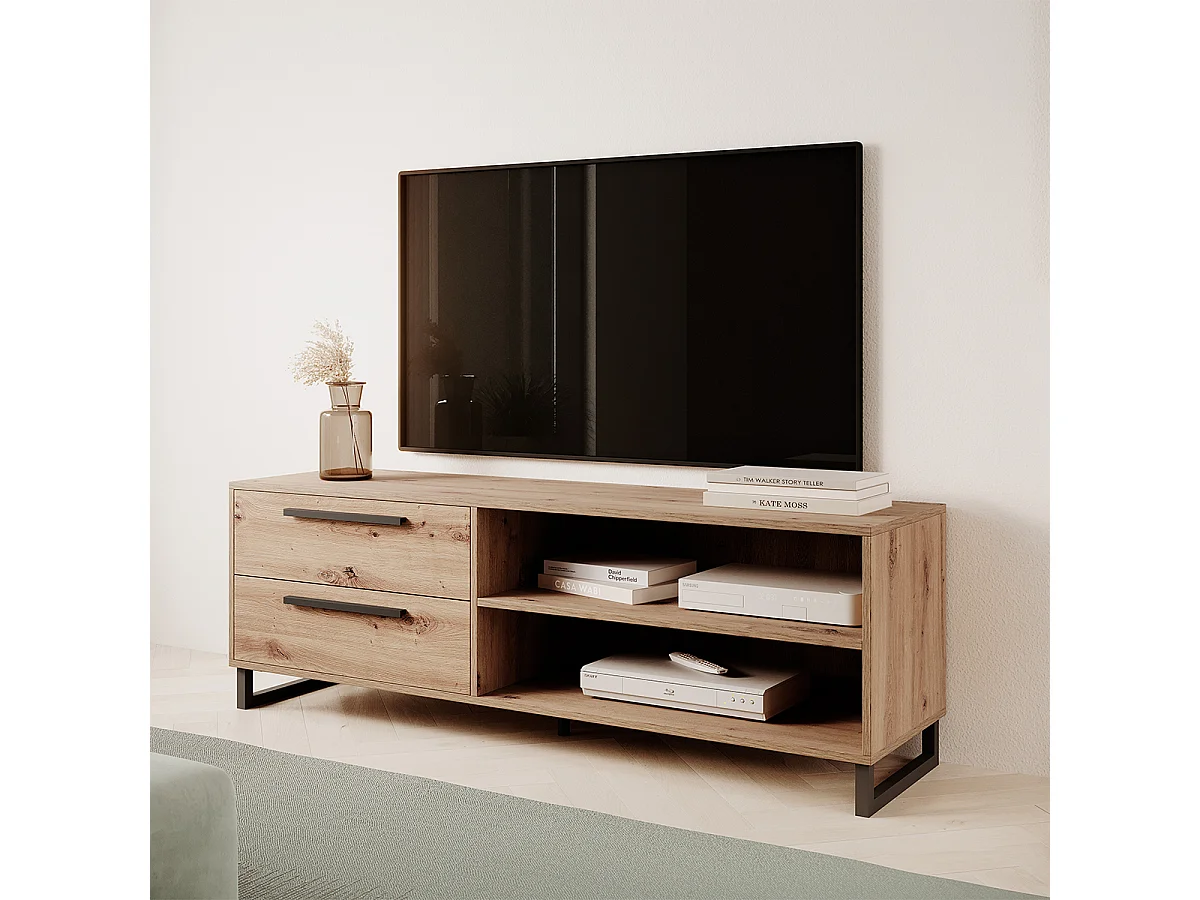 Elvire TV-meubel met 2 laden 150 cm Hout en Zwart