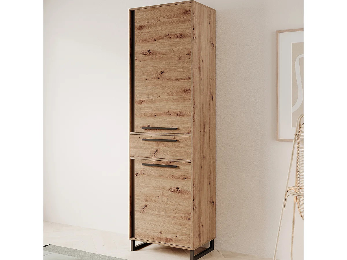 Armário 2 portas 1 gaveta Elvire madeira e preto 200cm