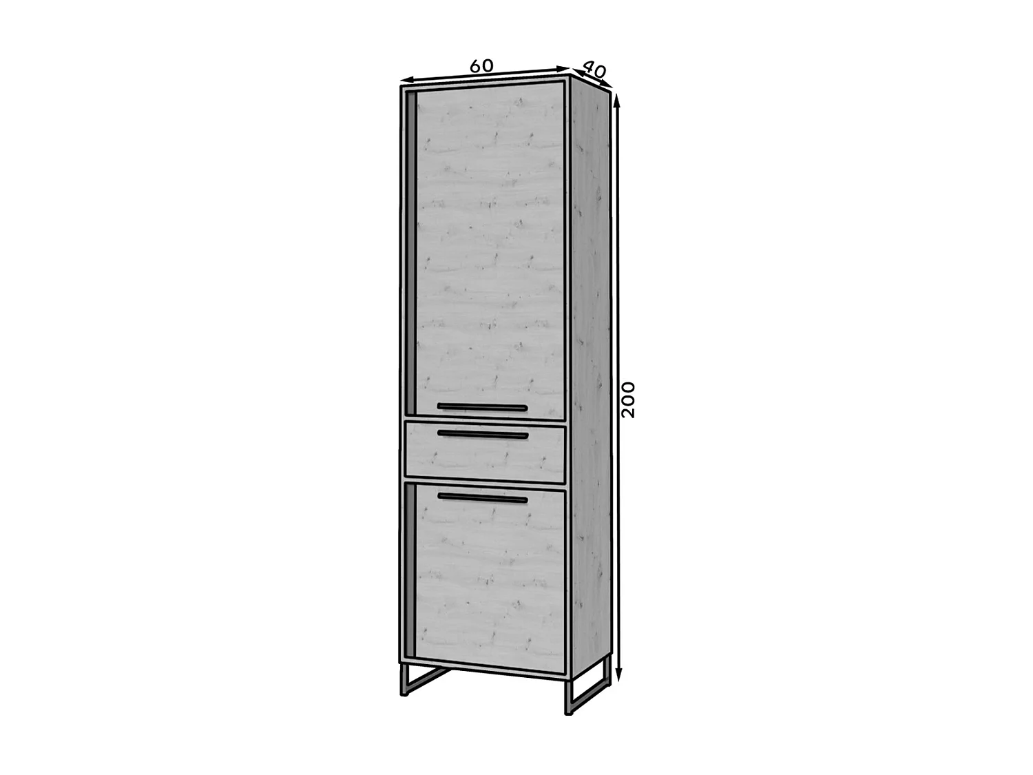 Armário 2 portas 1 gaveta Elvire madeira e preto 200cm