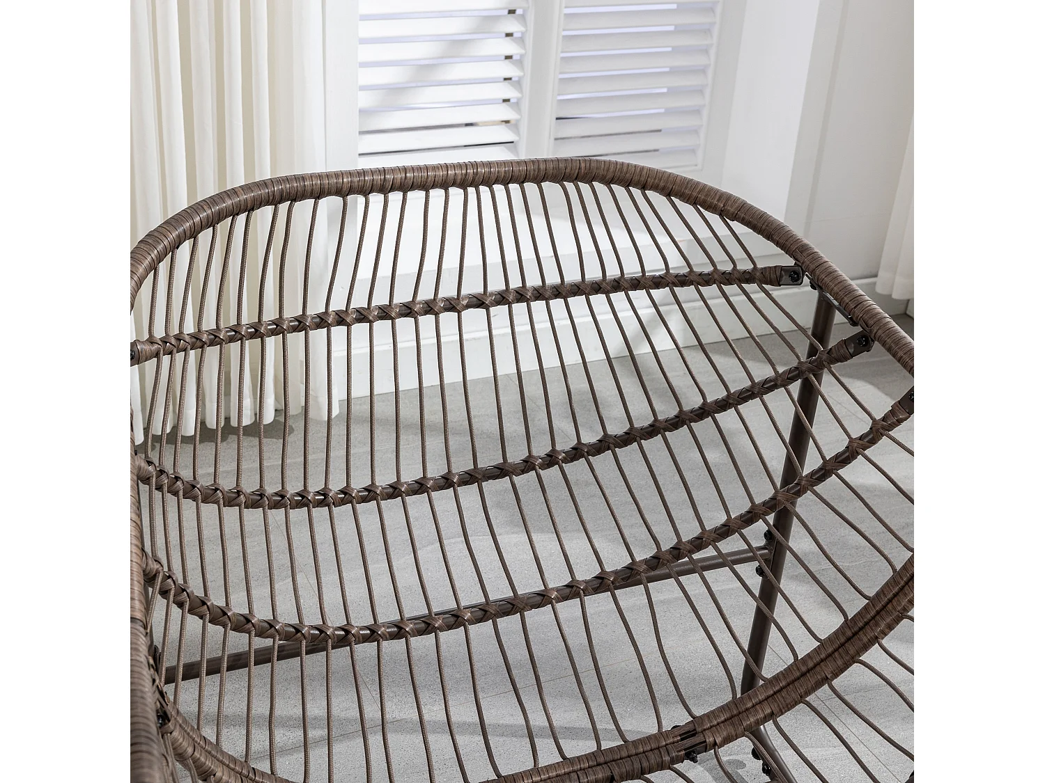 Schommelstoel met gewatteerd kussen,rotan stoel met stalen frame,lounge stoel,voor woonkamer,slaapkamer,kantoor,tuin,111cmx94,5cmx80cm,Grijs