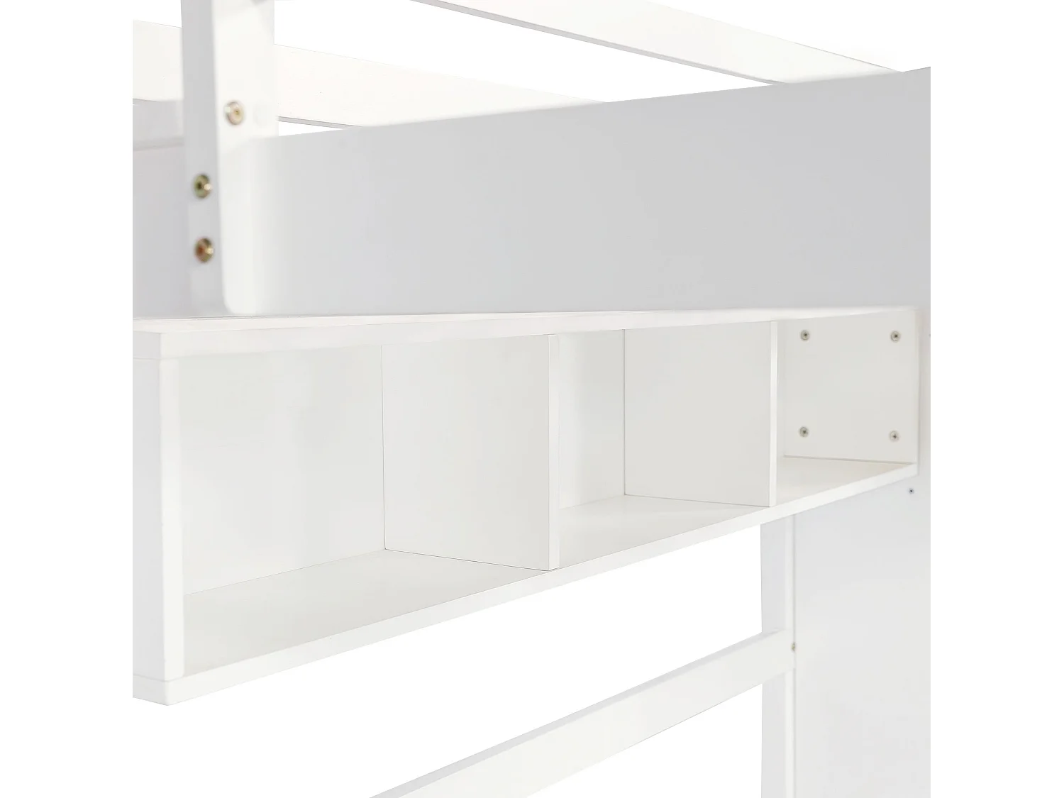 Stapelbed 90x200cm, huisbed, kinderbed, met veiligheidshek, met tafel en kleerkast, wit+natuurlijk, zonder matras