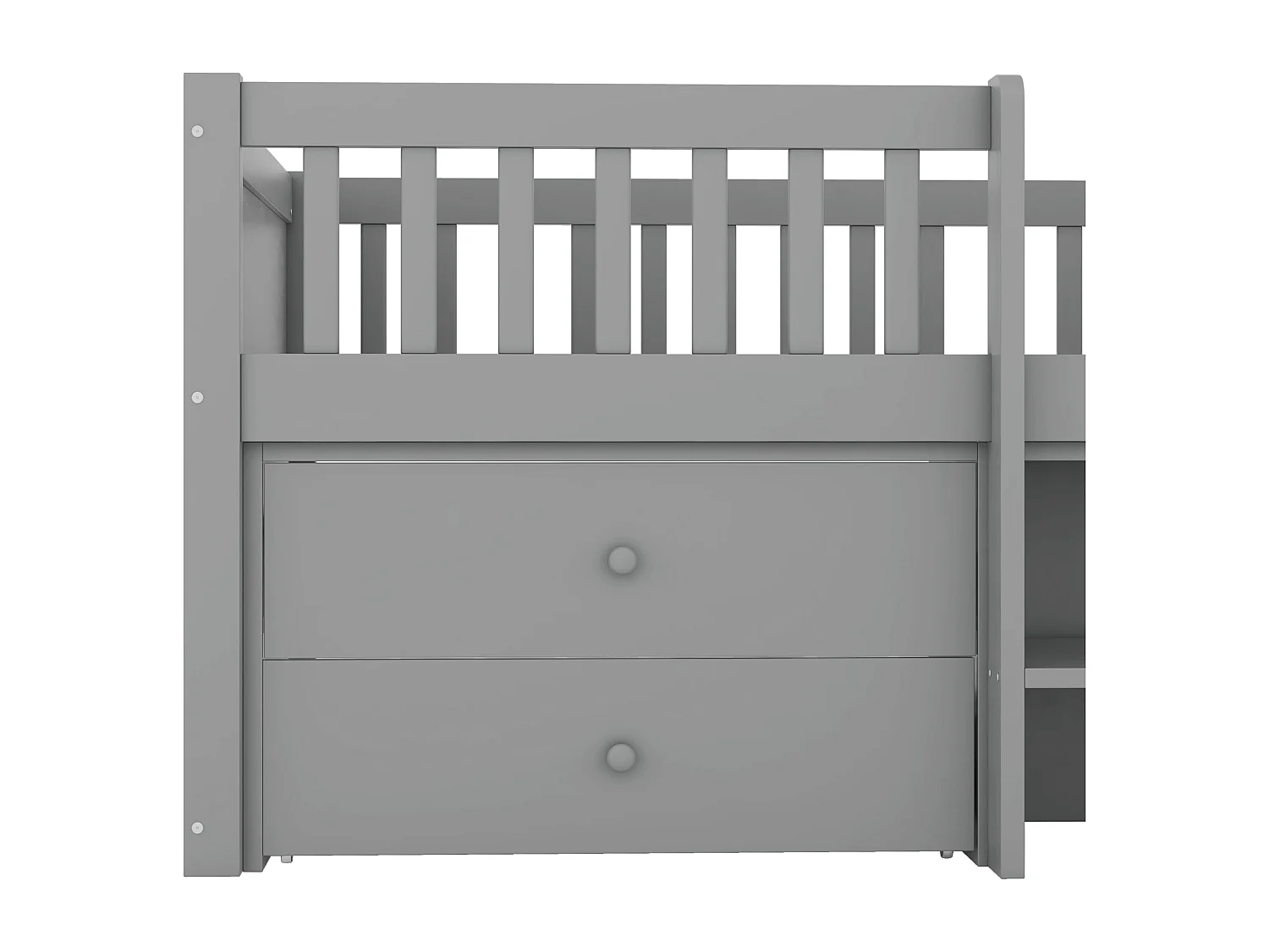 Lit d'enfant lit simple avec barre de sécurité et échelle, lit de rangement avec 4 tiroirs, lit d'enfant avec barre de sécurité, 90*200cm, sans matelas