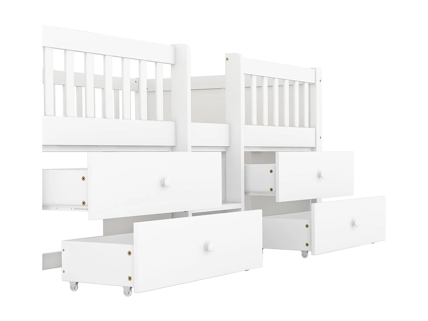 Lit d'enfant lit simple avec barre de sécurité et échelle, lit de rangement avec 4 tiroirs, lit d'enfant avec barre de sécurité, 90*200cm, sans matelas