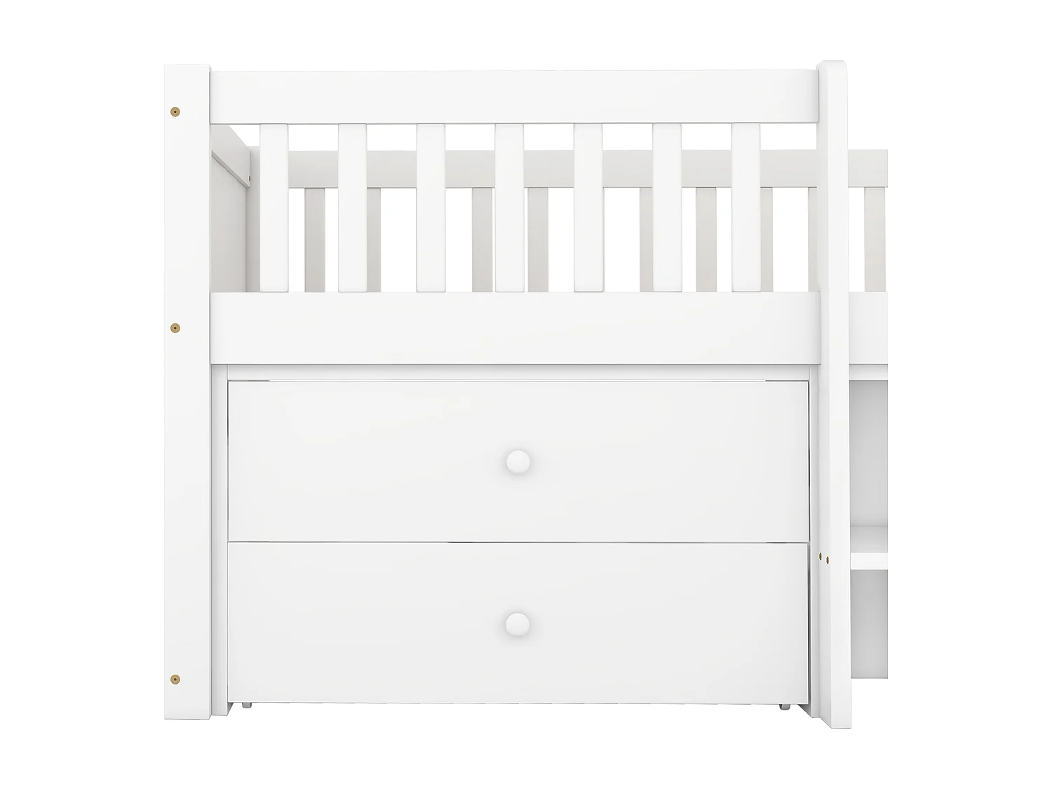 Lit d'enfant lit simple avec barre de sécurité et échelle, lit de rangement avec 4 tiroirs, lit d'enfant avec barre de sécurité, 90*200cm, sans matelas