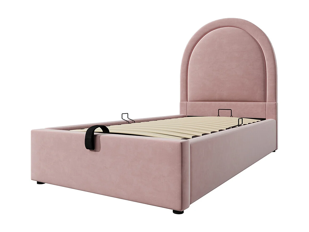 Lit d'enfant rembourré,Lit simple avec motif cosmique, 90 x 190 cm, Rose,Velours pour garçons & filles,Sans matelas