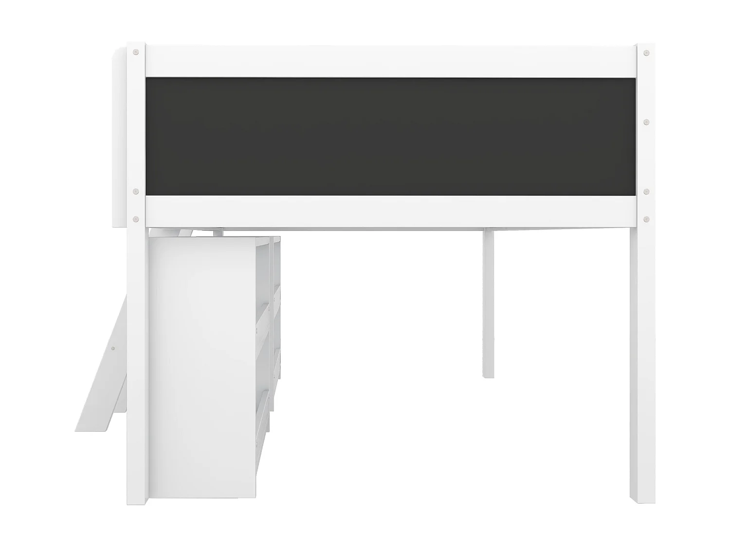 Kinderledikant met veiligheidshek en ladder, opbergbed met verschillende opbergvakken, ledikant met veiligheidshek, 90*200cm, zonder matras