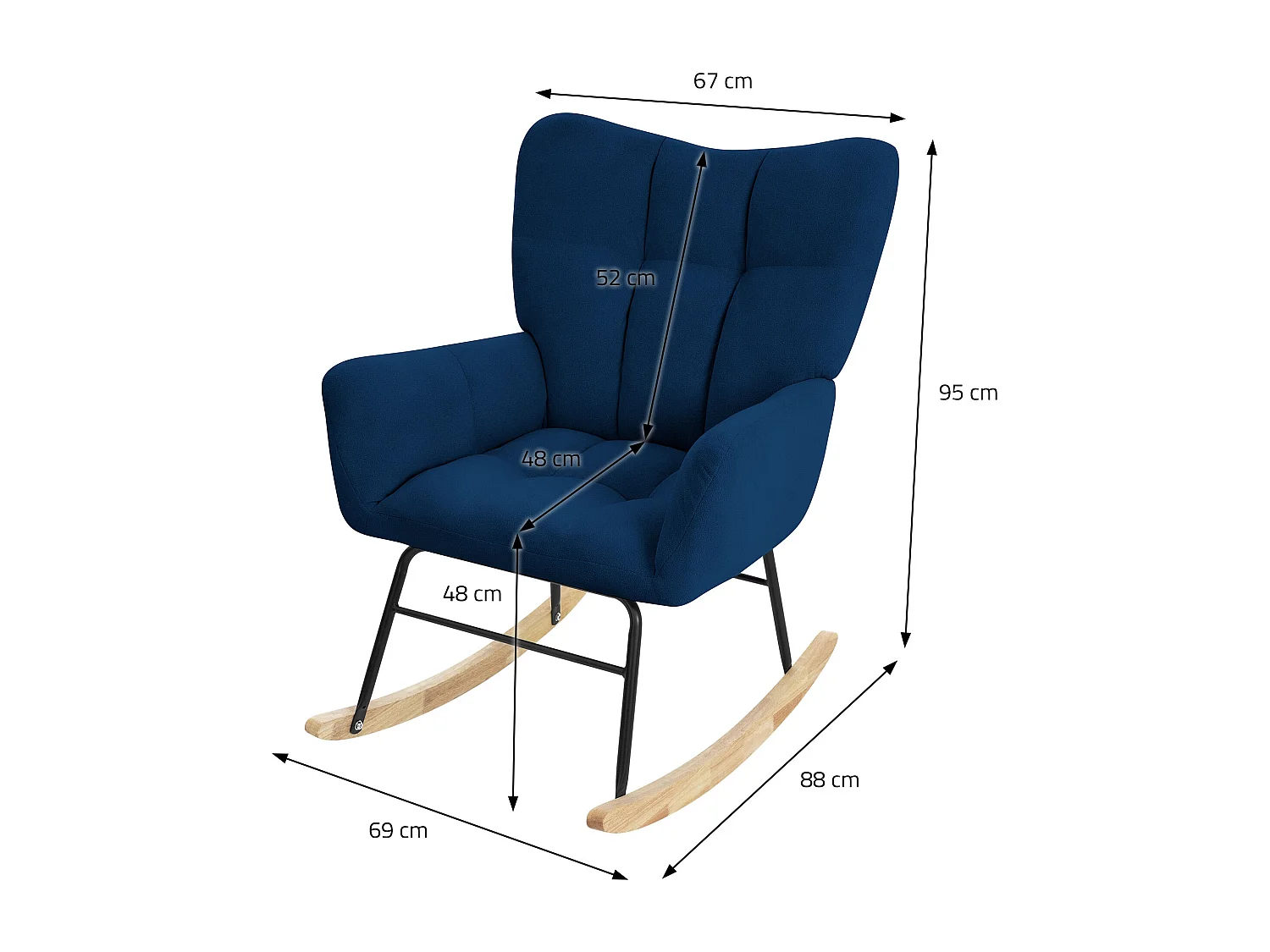 ML-Design Fauteuil à Bascule Bleu Foncé, avec Housse en Tissu Éponge, Structure en Acier