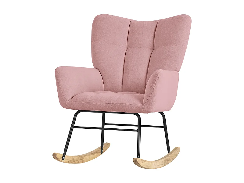 ML-Design Fauteuil à Bascule Rose, avec Housse en Tissu Éponge, Structure en Acier à Coucher