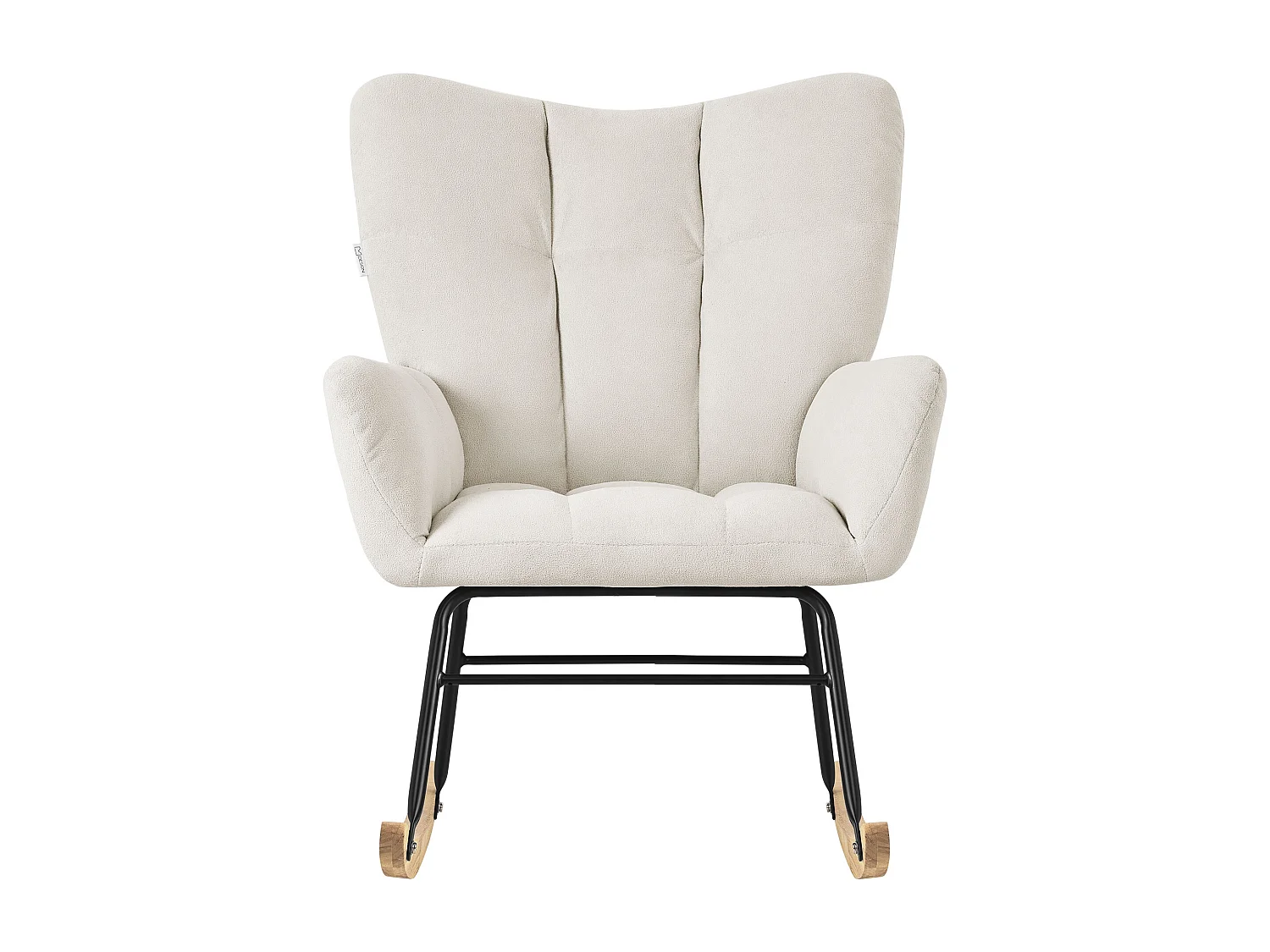 ML-Design Fauteuil à Bascule Beige, avec Housse en Tissu Éponge, Structure en Acier à Coucher