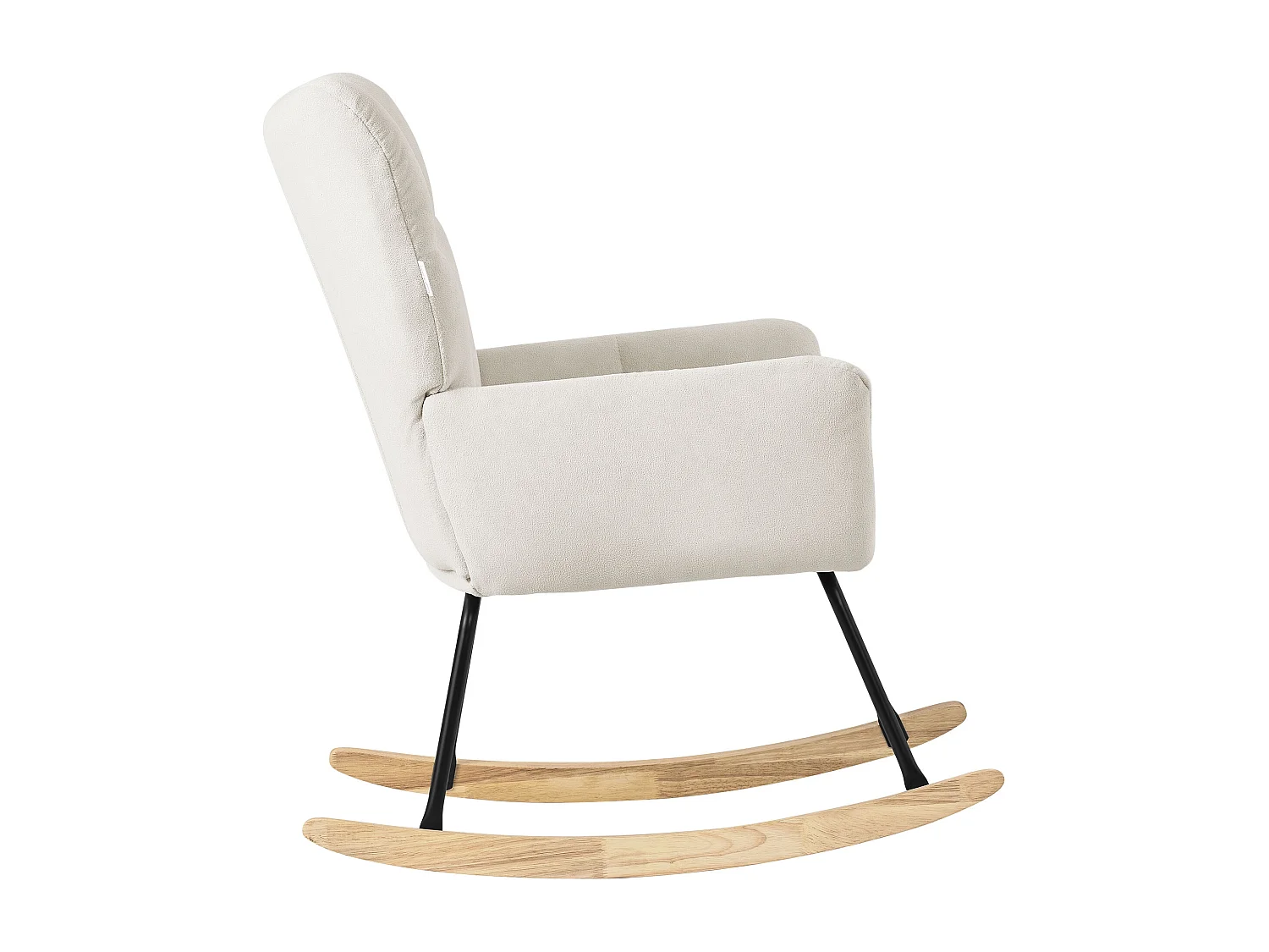ML-Design Fauteuil à Bascule Beige, avec Housse en Tissu Éponge, Structure en Acier à Coucher