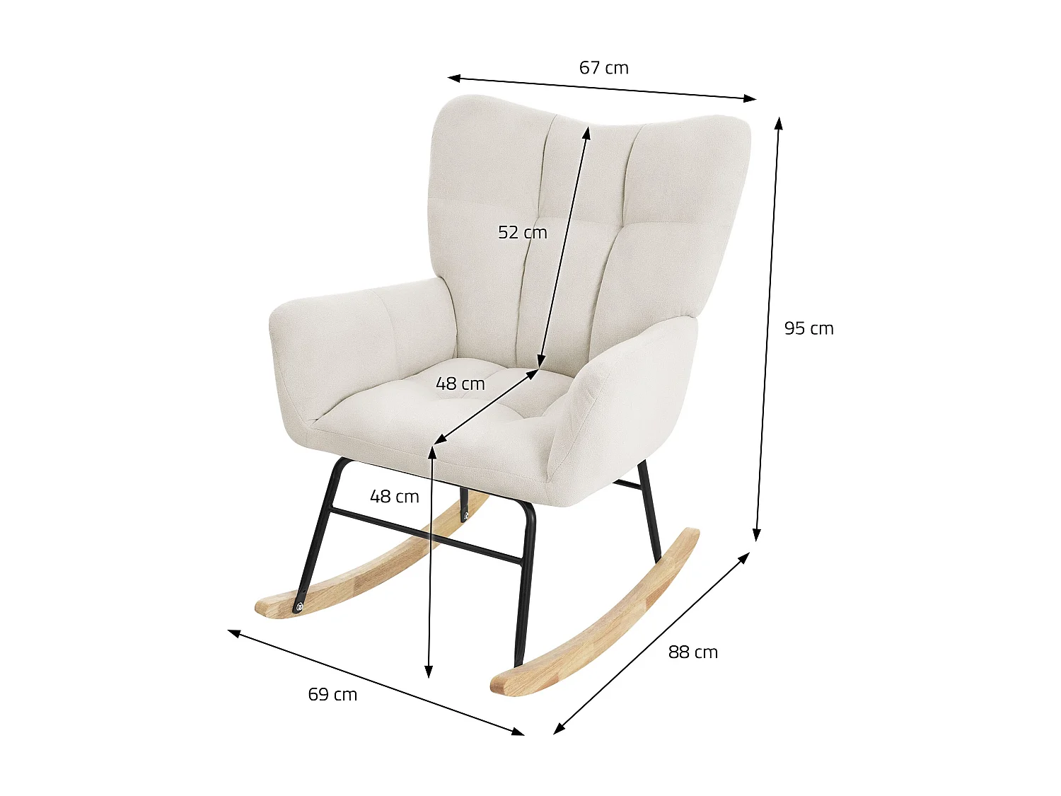 ML-Design Mecedora Beige, con Funda de Tejido, Estructura de Acero para Dormir