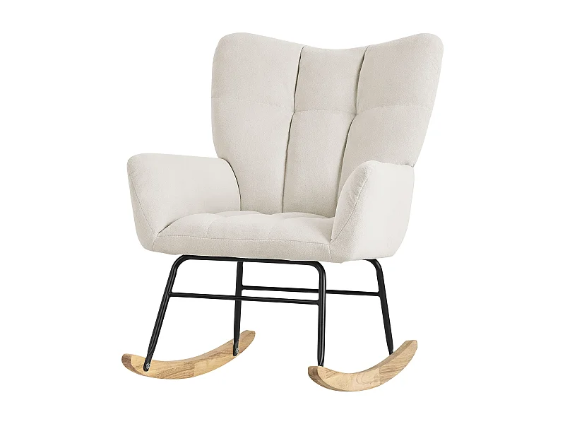 ML-Design Fauteuil à Bascule Beige, avec Housse en Tissu Éponge, Structure en Acier à Coucher
