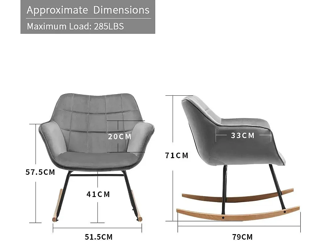 Fauteuil à bascule chaise métal marron 63 x 80 x 73 cm FAB09008