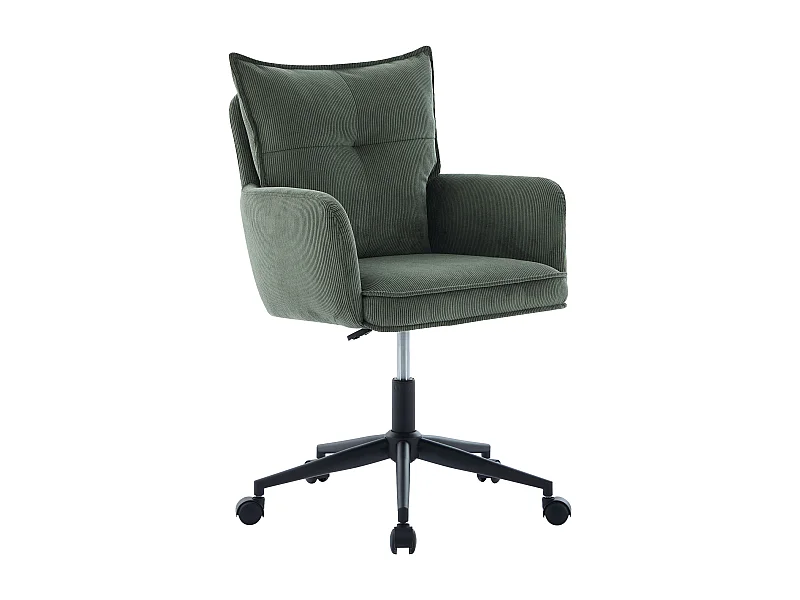 Chaise de bureau - Velours côtelé - Vert et noir - Hauteur réglable - BATARU de Pascal Morabito