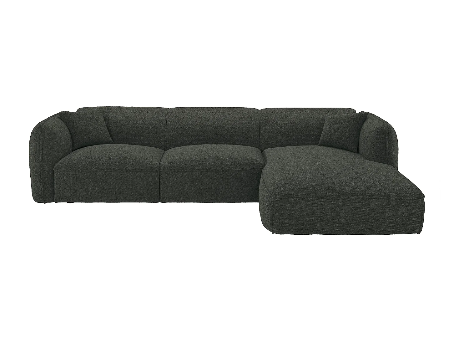 Canapé d'angle droit en tissu chenille vert CAMILIO de Maison Céphy