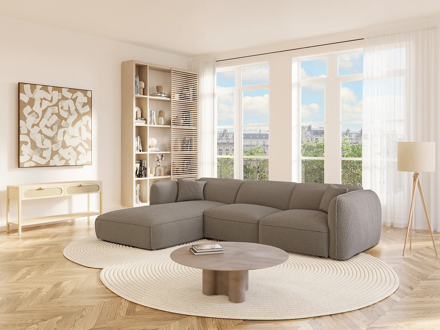 Ecksofa - Ecke links - Stoff - Taupe - CAMILIO von Maison Céphy