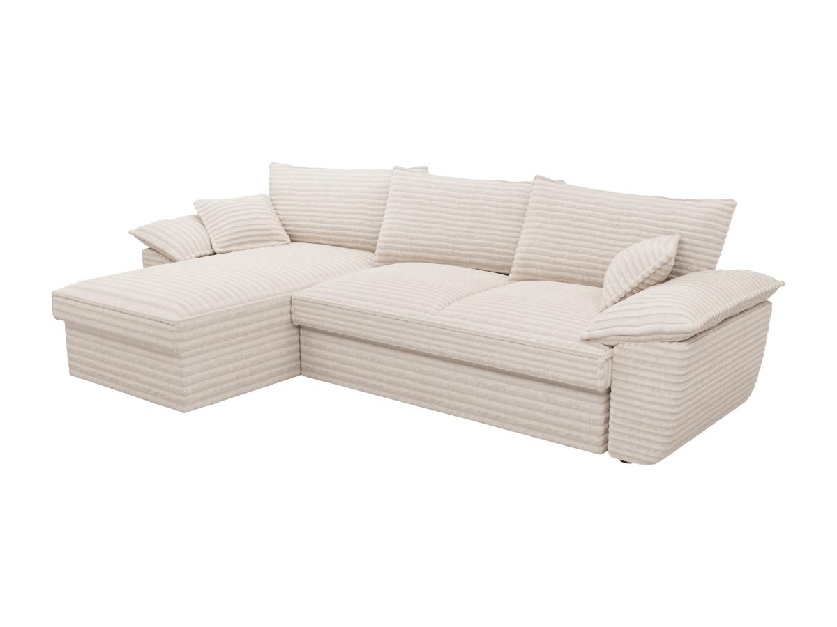 Ecksofa mit Schlaffunktion - Ecke links - grob gerippter Cord - Beige - GUI günstig online kaufen